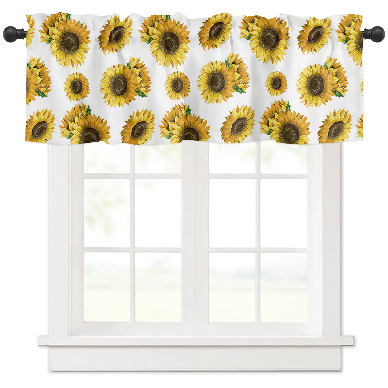 

ZEDLIYU Valances for Windows Kitchen Living Room Small Window Valance Sunflowers 1 Panel