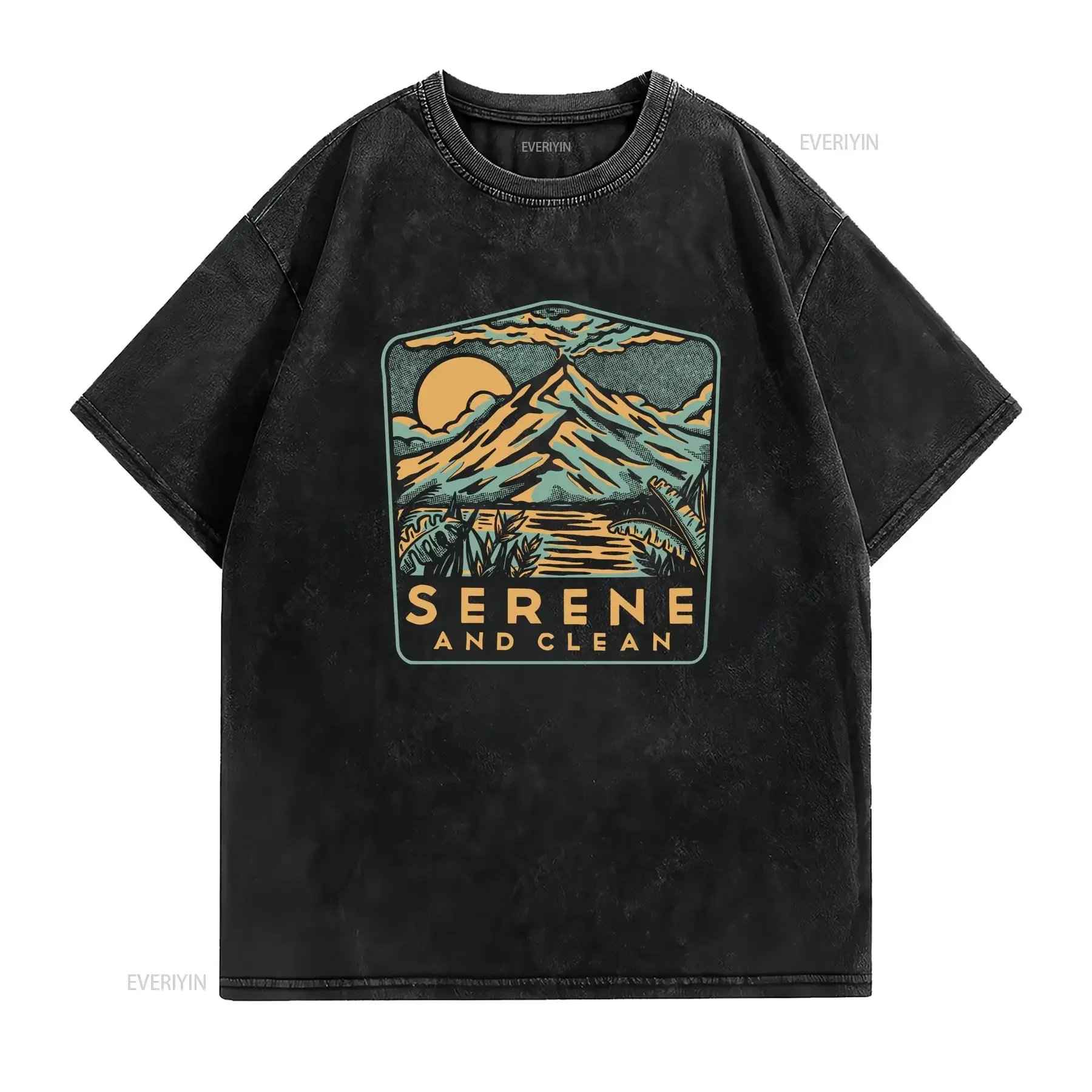 تي شيرت انتعاش Serene and Clean AA NA Sobriety Sober 12 خطوة إدمان طبيعي عتيق مغسول للجنسين ممتد قليلاً #2