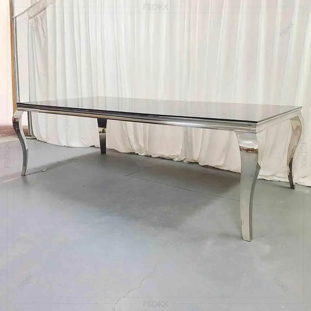 Hotel Bride and Groom Wedding Table Marble Dining Mirror Table Gold for Event
