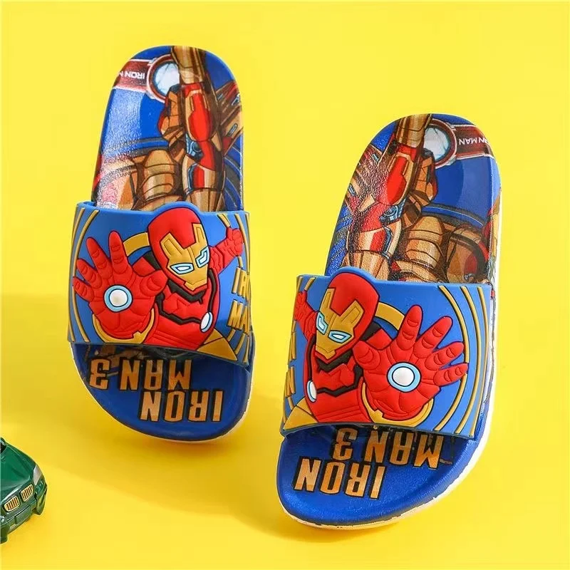 Summer Baby Boys Slippers Kids Girls Beach Shoes Children Flip Flop Cartoon Iron Man Captain America Elsa Indoor Home Sandals