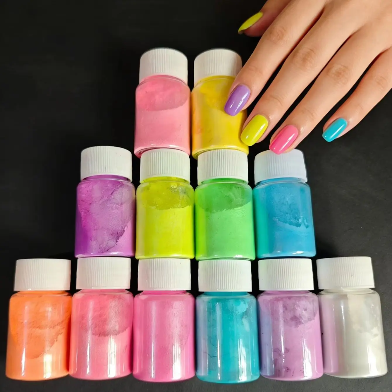 12 Colors Fluorescent Neon Pearl Mica Powder Pigment for Epoxy Resin Car Paint Cosmetics Eyeshadow Soap Nail Art Dye view 3