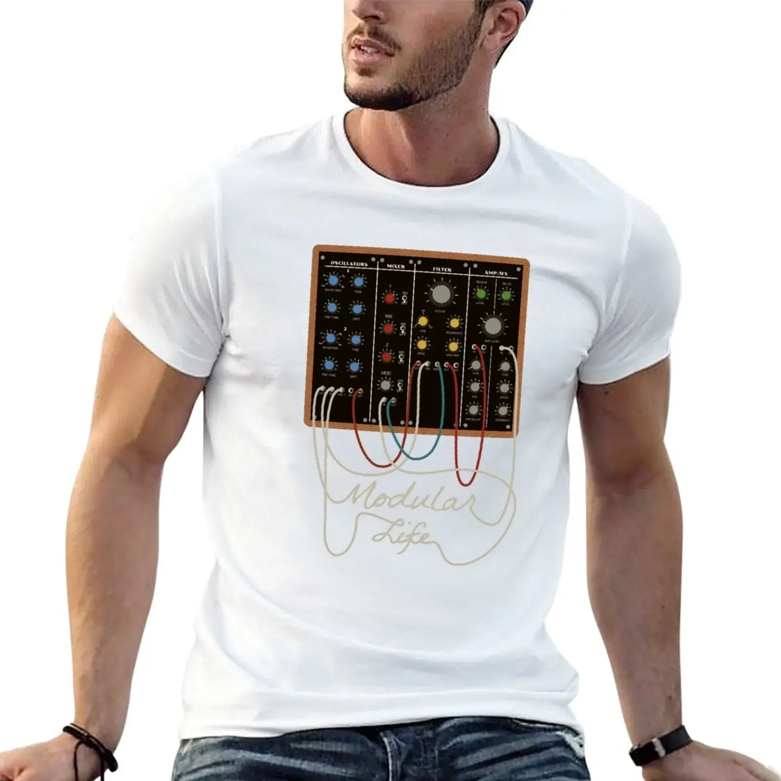 New Modular Synthesizer Player T-Shirt korean fashion boys animal print shirt designer t shirt men