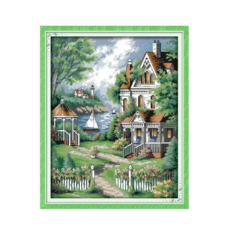 European-style villa cross stitch kit 14ct 11ct count printed canvas stitching embroidery DIY handmade needlework