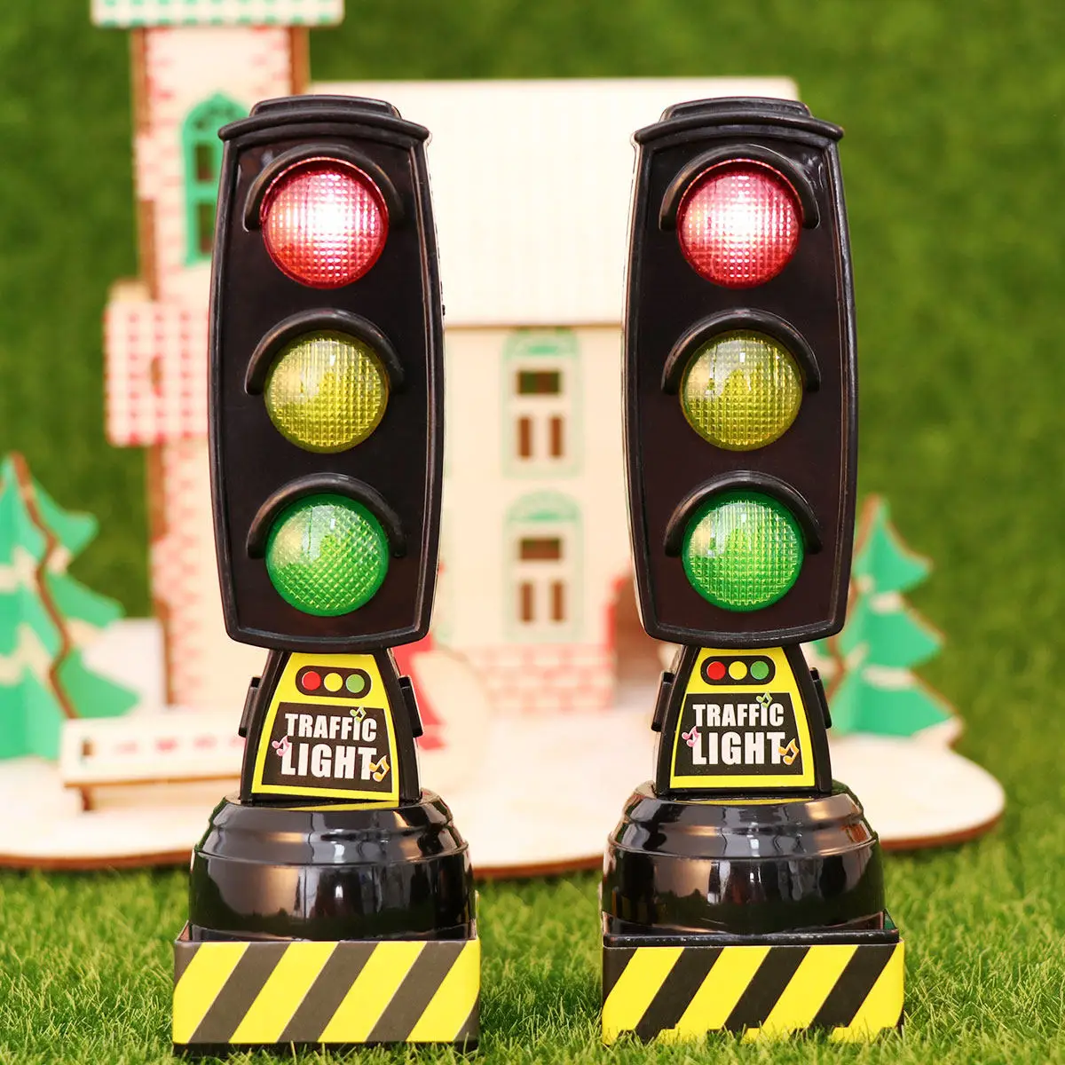 2Pcs Red Green Light Educational Traffic Signal Electronic Singing Lamp Lights Road Sign Learning Play for Kids Early
