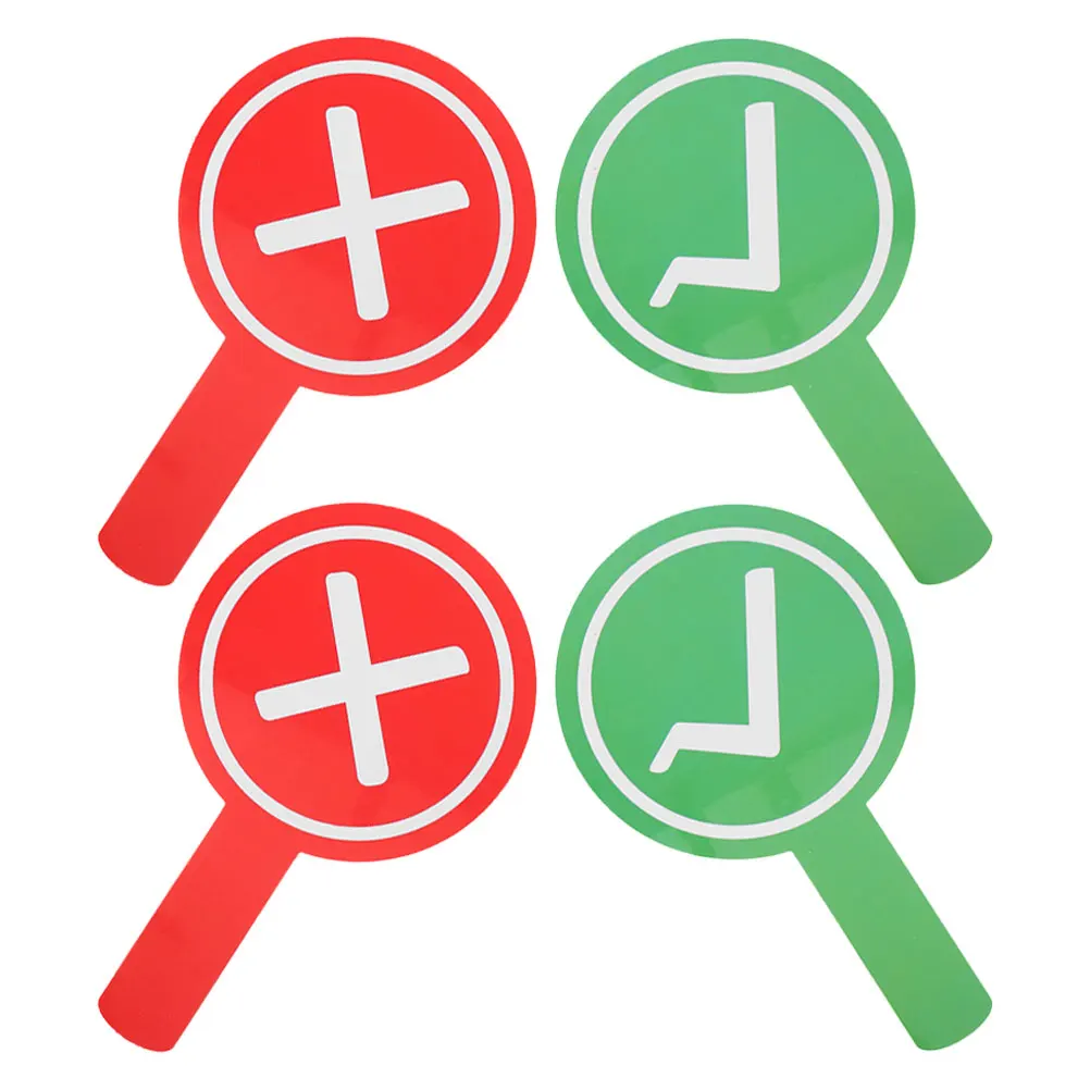 4pcs Double Sided Handheld Score Boards for Classroom Voting Plastic Teacher Gadgets Red Green Markings Lightweight Portable