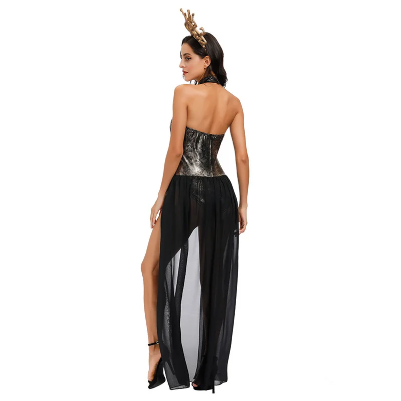 Changbei Halloween Siren Ancient Greek Mythology Party Dress Python Pattern Print High Split Fork Cos Medusa Costume