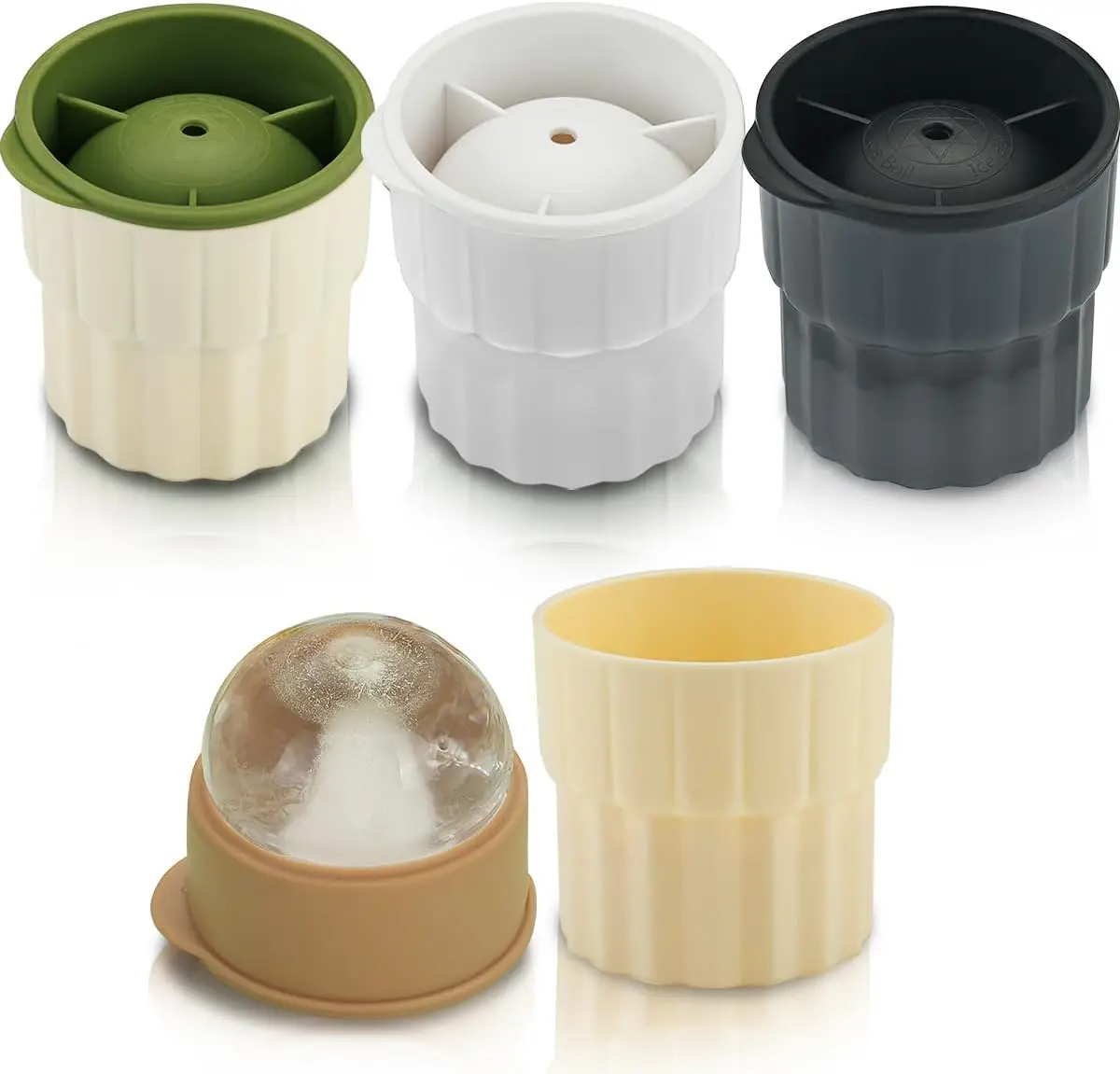 

Ice Molds Set 4 Pack, 2inch Plastics Round Ice Cube Mold, Ice Ball Maker Mold, Stackable Puck Maker, Easy Release, Mixing Colour