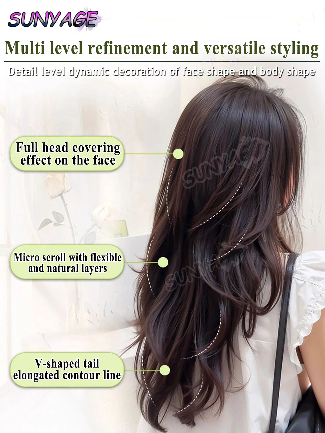 Synthetic Long Wavy Curly 20" Synthetic Hair Extensions 5 Clips Heat Resistant V-shaped Hair Piece Natural Hairstyle For Women - Image 4