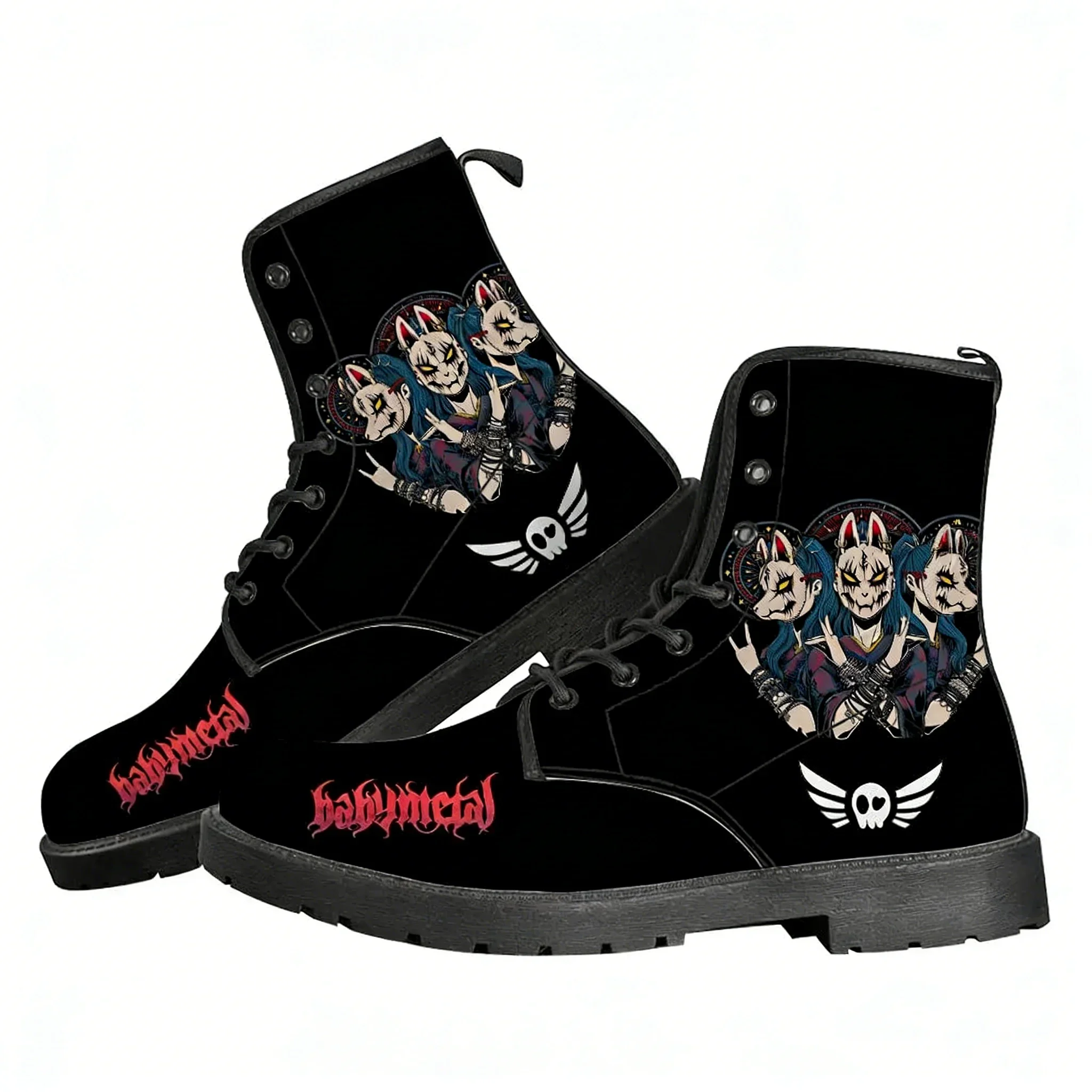 

Babymetal Japan Band Boots Mens Womens Leather Shoes Hip-hop Rock Durable Casual Boot Outdoor High Quality Couple Custom Shoe