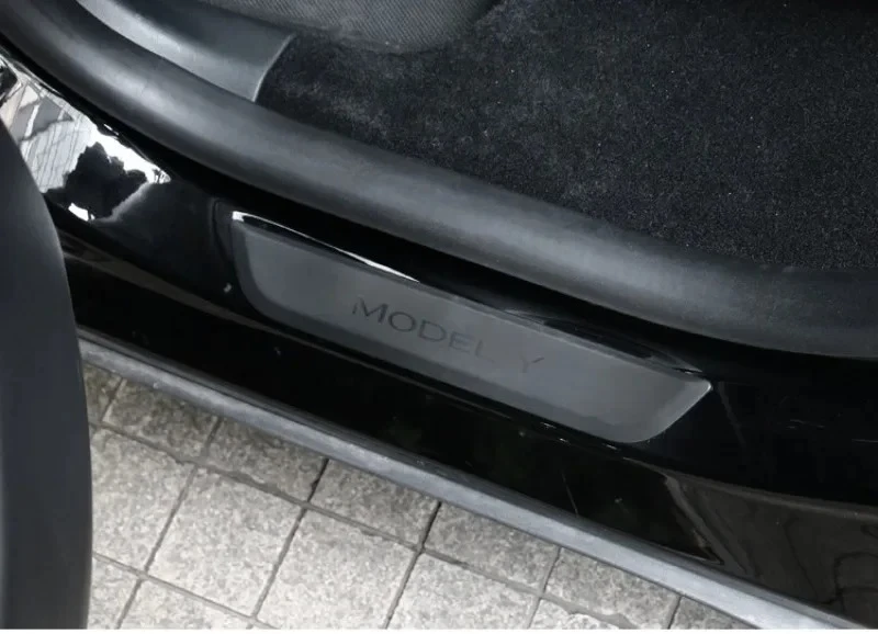 Für Tesla Model 3 Y Juniper Heckklappen-Einstiegsleisten-Dekorationsfolie ABS Willkommens-Pedal-Aufkleber Schutzstreifen Auto-Zubehör – Detail 7