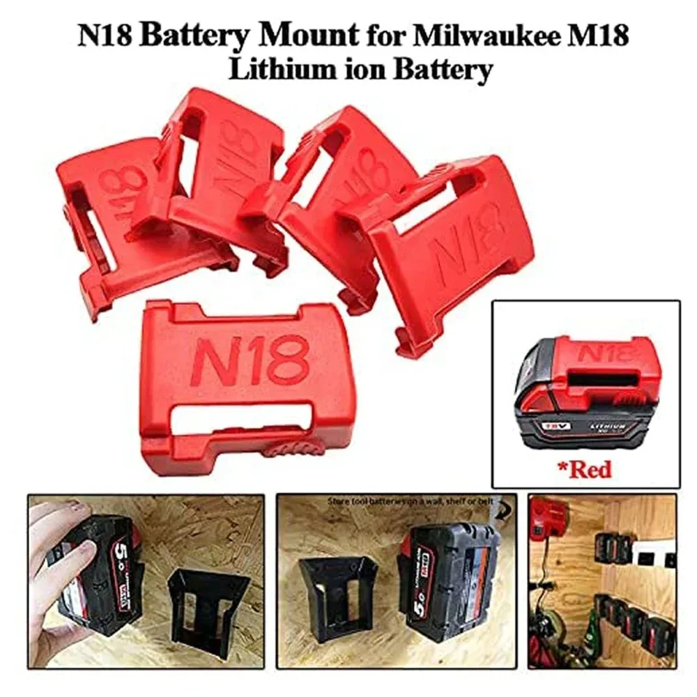 5PCS Battery Holder for Milwaukee Battery Mount Dock Holder Fit for M18 48-11-1850 18V Mount Holder Cover Dock Clip