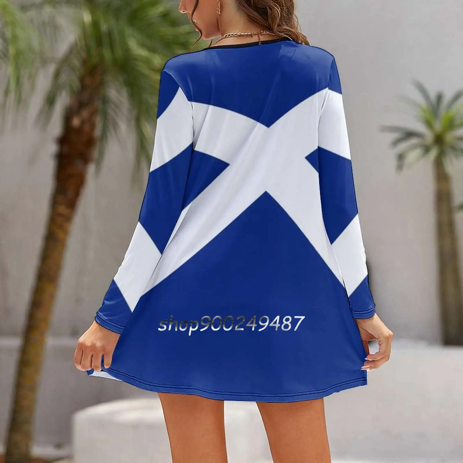 Scottish Flag Scotland T-Shirt Elegant Party Women Dress Slim V Neck Long Sleeve Dress Casual Dresses Scott Scottish Scotland