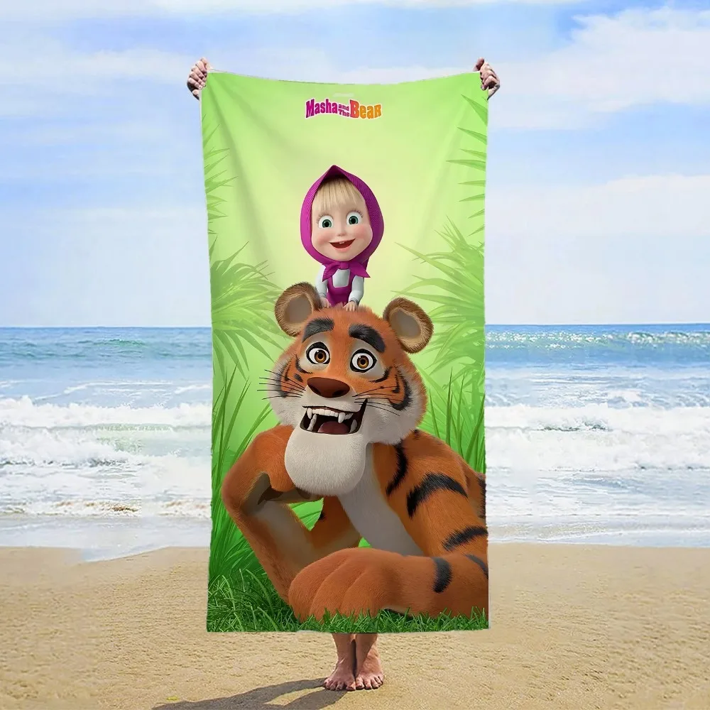 منشفة ماشا آند ذا بير للشاطئ، منشفة شاطئ سريعة الجفاف، حمام سباحة، تخييم للأطفال، هدية للياقة البدنية، منشفة يوجا، منشفة شاطئ