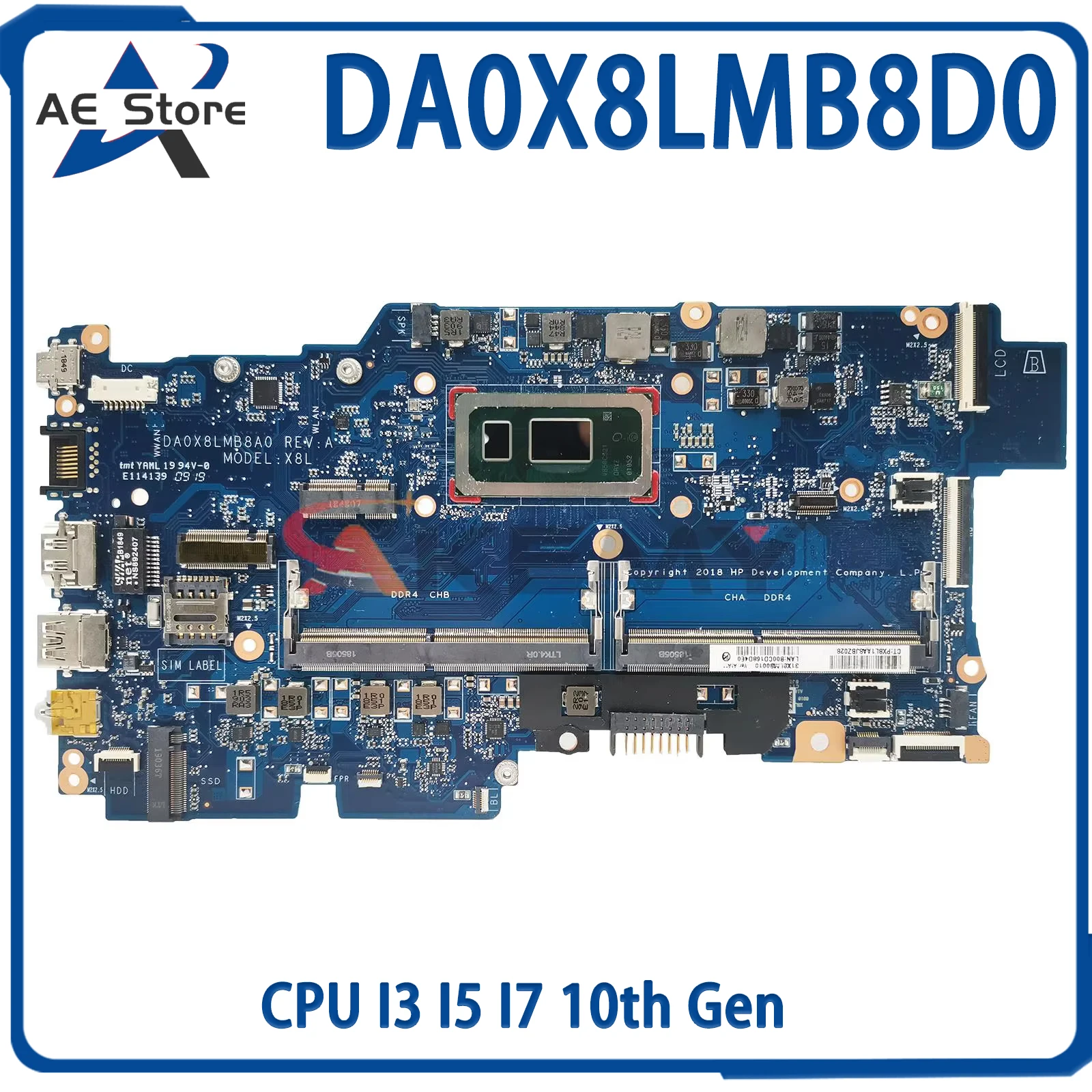 

AE DA0X8LMB8D0 Laptop Motherboard For HP Probook 430 G7 X8M-6L L77217-601 L77221-601 Mainboard CPU I3 I5 I7 10th Gen