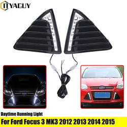 2Pcs/Set Waterproof 12V Car LED DRL Daytime Running Lights White Turn Signal Fog Lamp Accessories For Ford Focus 3 MK3 2012-2015