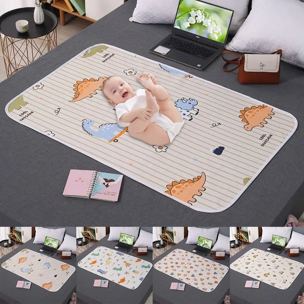 Soft Skin-friendly Baby Urine Mat Leakproof Washable Baby Sleeping Underpads Cartoon Dino Breathable Menstruation Pad Adults