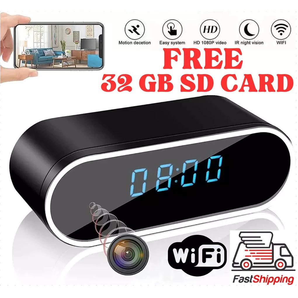 Mini Camera With Clock Function And N Ight V Ision Battery Backup Rechargeable M Otion/PIR Activated