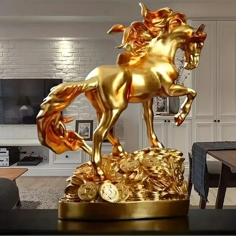 2026 Year of The Horse Statue Art Decorative Wealth Prophecy Statue Suitable for Living Room Bar Coffee Shop Home Decoration