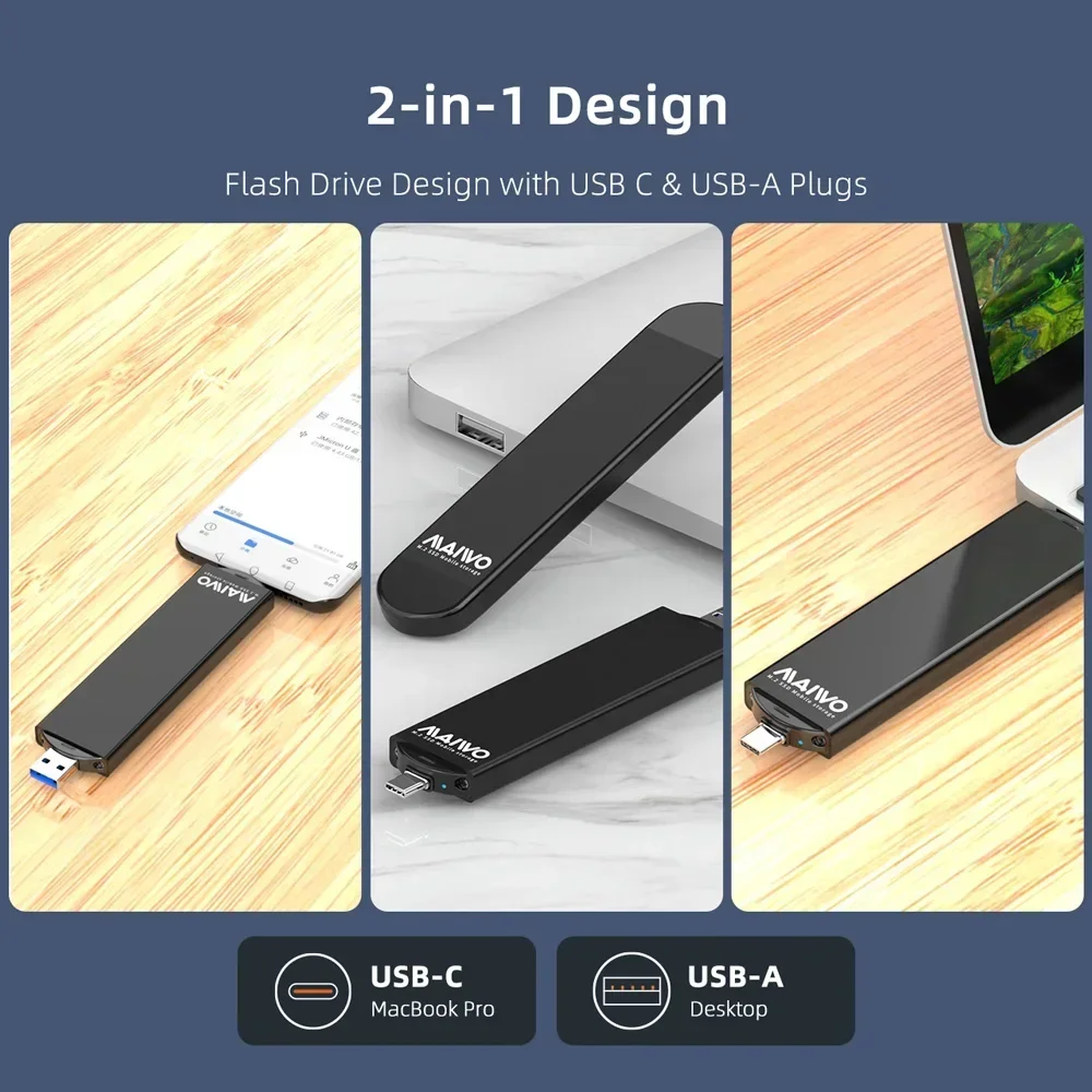 MAIWO M.2 SATA NGFF SSD-behuizing 2-in-1 M.2 naar USB Type-C 3.1 SSD-adapter voor NGFF SATA SSD-schijfbox Ondersteuning 2230/42/60/2280