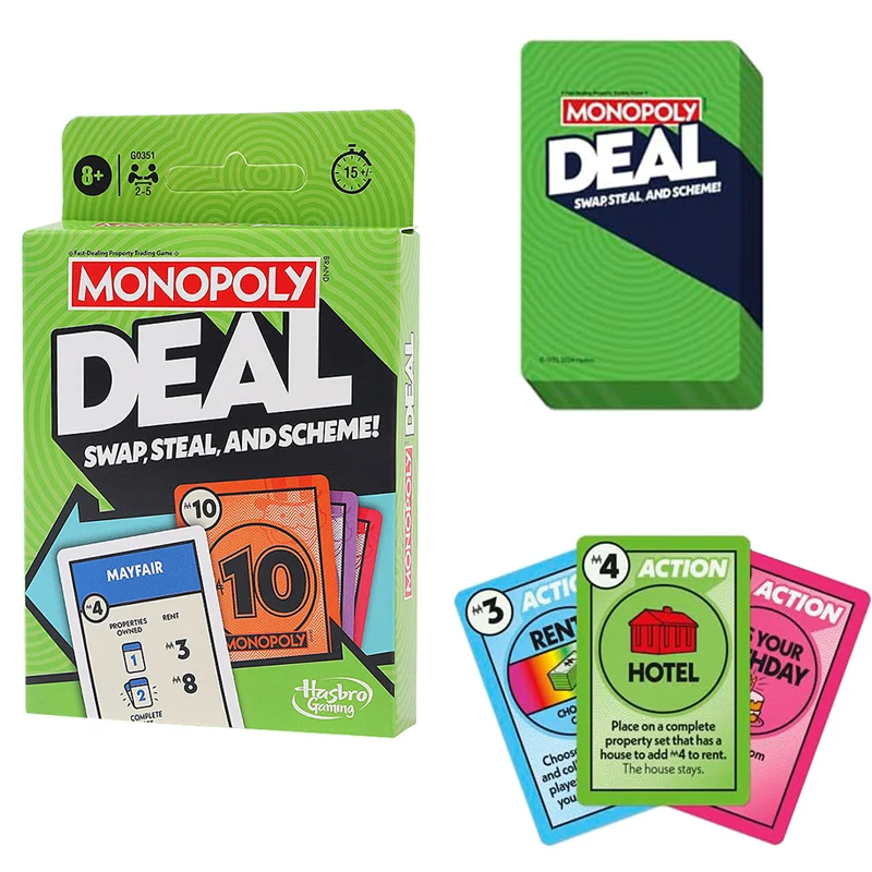 Monopoly Deal Card Game Quick-Playing Family Card Game for 2-5 Players Ages 8+ Child toy gift2 to 5Players