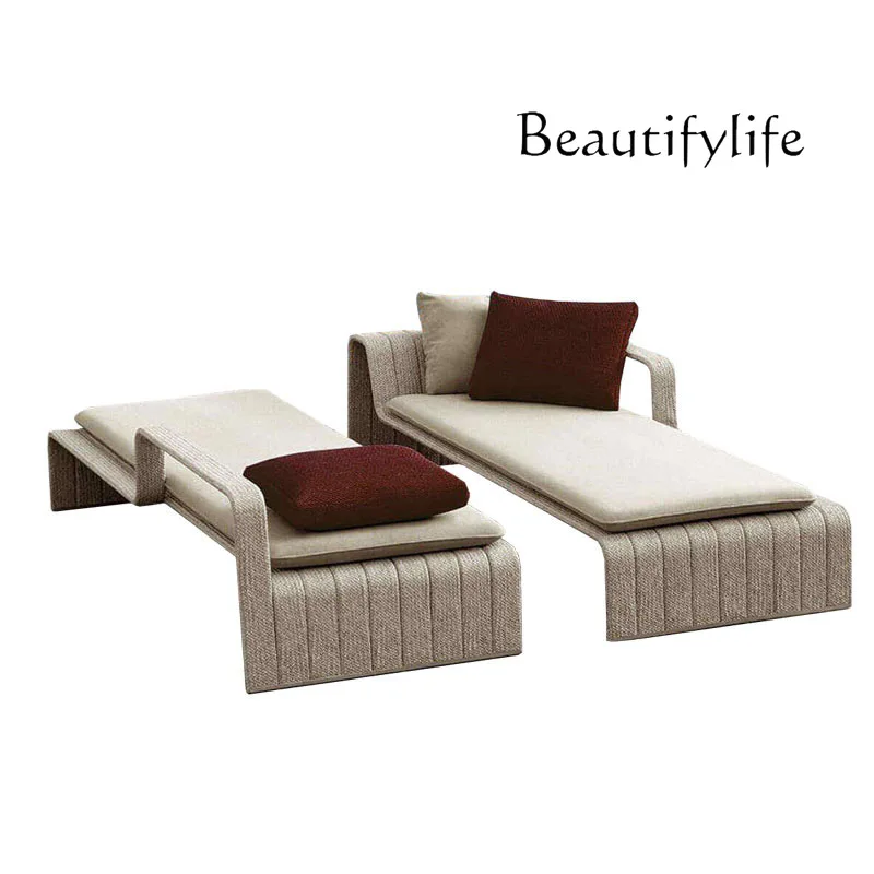 Kreatives Rattan-Sonnenbett im Freien, Freizeit für Schwimmbad, Strand, Innenhof