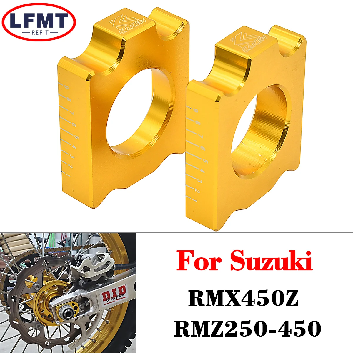 

For Suzuki RMZ250 RMZ450 RM Z 250 450 RMX450Z RMX 450Z 2004-2015 2016 2017 2018 Motorcycle CNC Rear Axle Block Chain Adjuster