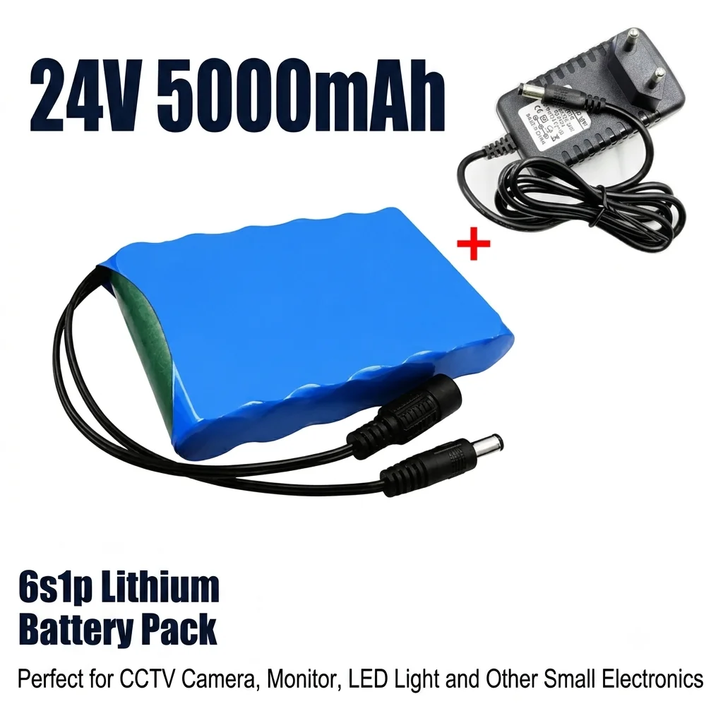 PURFIELD 6S1P 24V Rechargeable 18650 Lithium Battery Pack 5000mAh Full Battery Module Featuring Stable BMS Protection Board