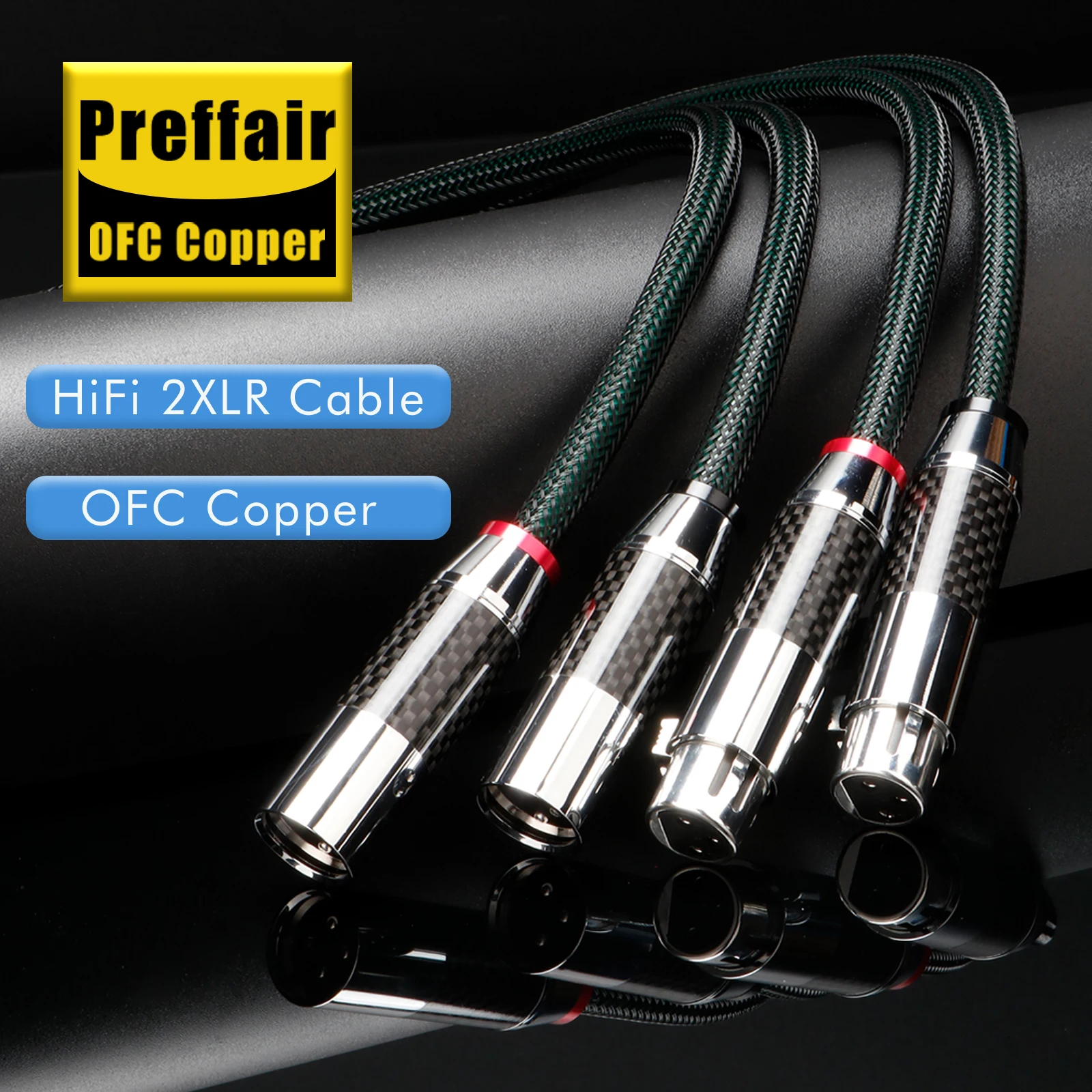 

Preffair hifi Cable XLR/RCA High Purity 4N OFC Silver Plated Signal Audio Cable with Carbon Fiber Rhodium Plated XLR/RCA Plug