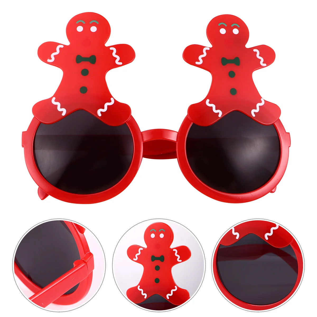 

2 Pcs Glasses Party Photo Prop Red Gingerbread Man Fun Frames Eyewear Funny Eyeglass Decor