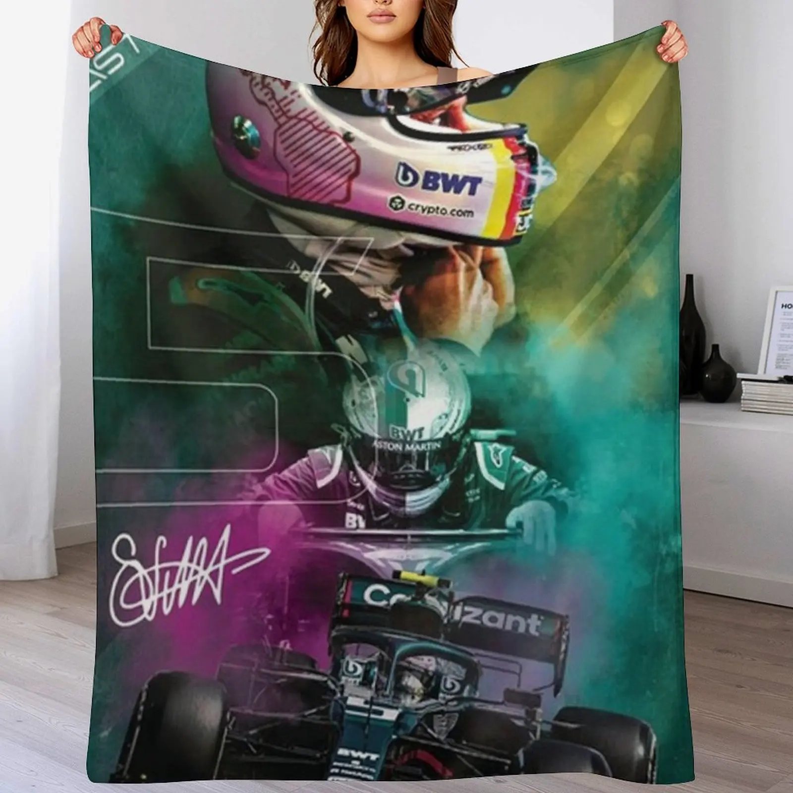 

Sebastian Vettel Throw Blanket Summer Beddings Soft Big blankets and throws Furrys Blankets