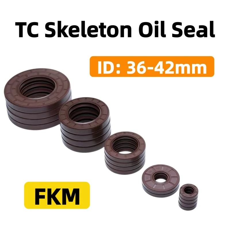 FKM TC Skeleton Oil Seal ID 36‑42mm Fluorine Rubber High Temp Acid & Abrasion Resistant Shaft Seal Gasket Washer