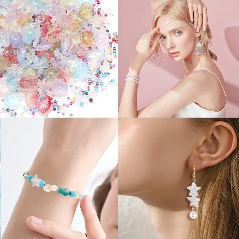 

20pcs Cute Mini Starfish Jewelry Accessories Mixed Shape Crystal Glass Small Fish Jewelry Accessories Necklace DIY Accessories