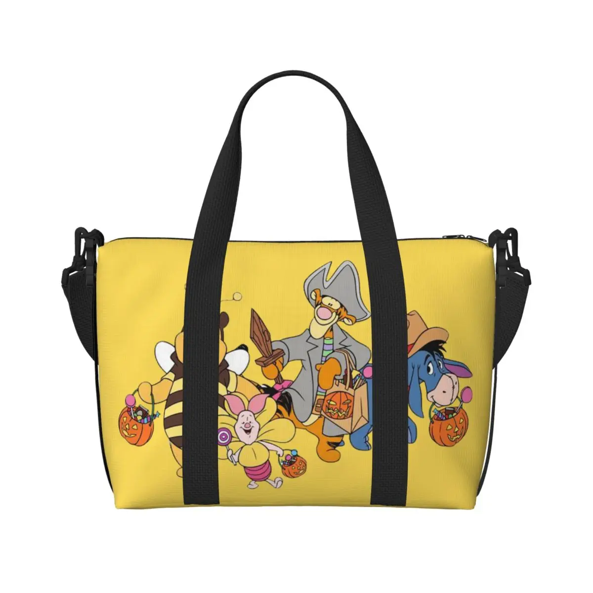 

Большая женская сумка-тоут с мультяшными персонажами Тигр и Винни-Пух для покупок, спортзала, пляжа и путешествий