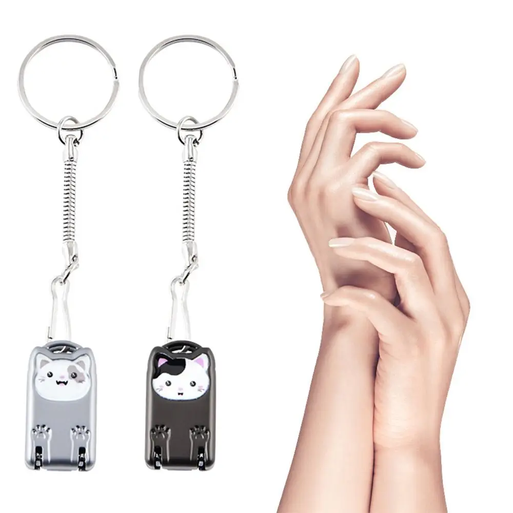 Gato dobrável mini cortador de unhas anti-respingo cortador de unhas pingente cortador de unhas chaveiro portátil acessórios chave ferramentas de manicure