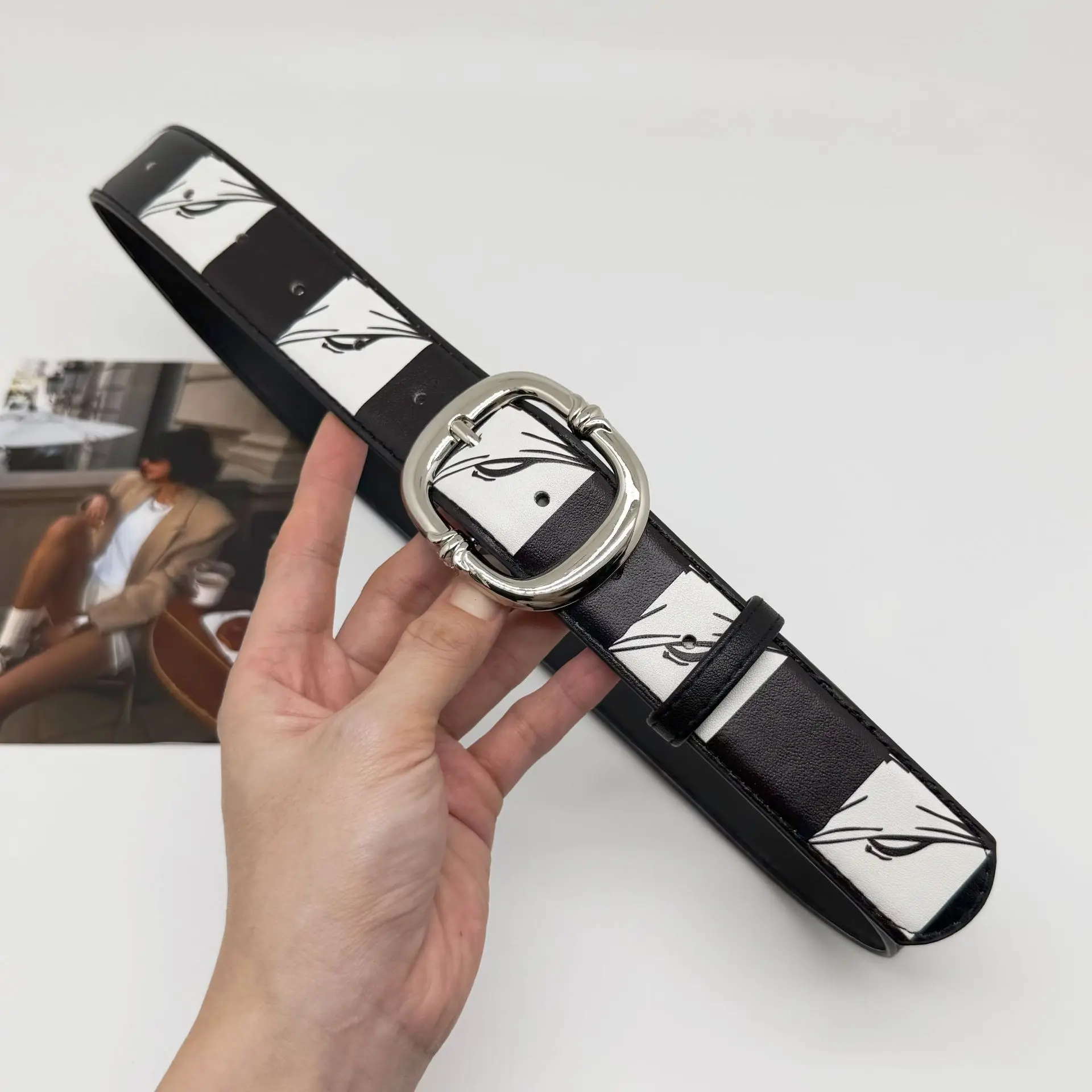 القوطية Y2K النساء الرجال أحزمة العلامة التجارية الفاخرة القوطي السيدات الهيب هوب الشرير برشام الهيكل العظمي طباعة حزام خصر الجينز زنار