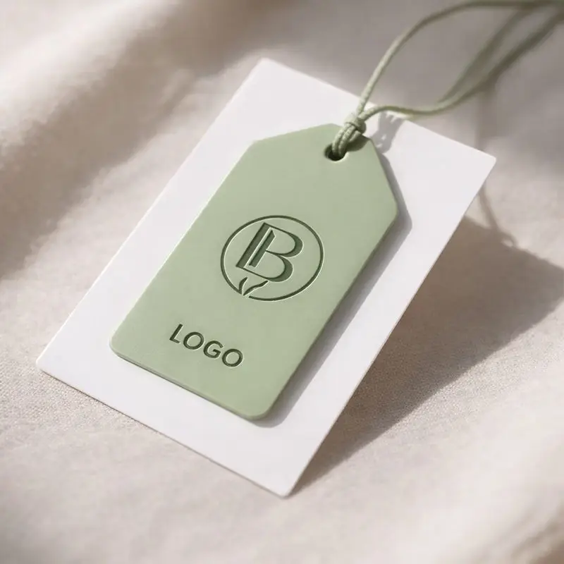 Custom Luxury Embossed Logo Paper Hang Tags Personalized Brand Price Labels For High‑End Clothing Handbags And Shoes Accessories