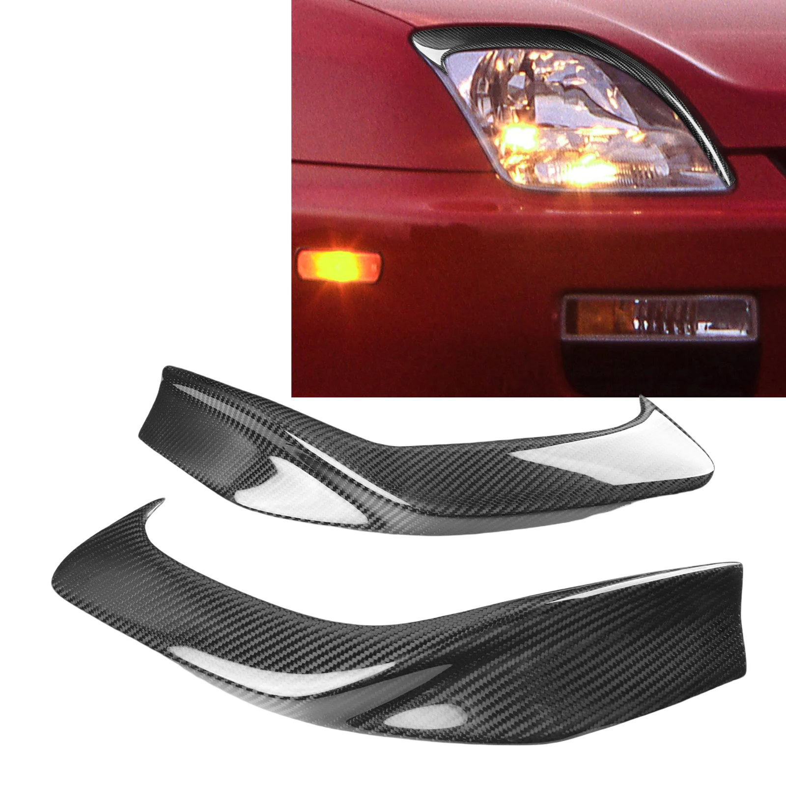 

For Honda Prelude 1997-2001 Headlight Eyelid Eyebrow Trim Real Carbon Fiber Front Head Light Lamp Cover Brow Headlamp Sticker