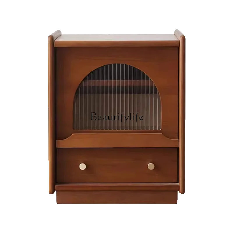 

*Solid wood bedside table Japanese simple low locker
