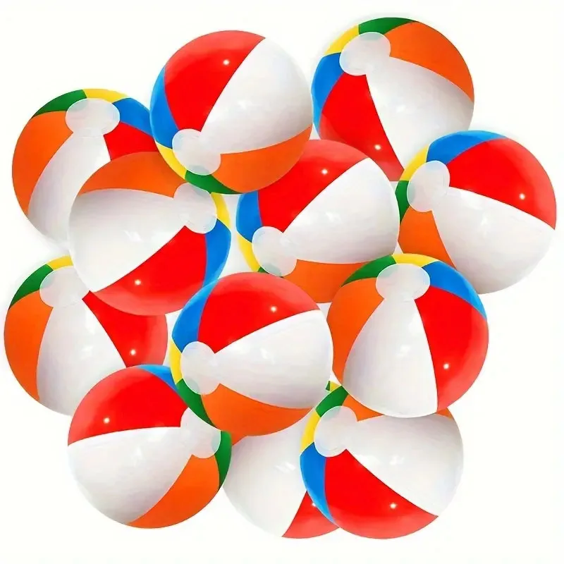 10Pcs Inflatable Beach Ball Colorful Balloons Swimming Pool Party Water Game Balloons Beach Sports Shower Ball Fun Toys for Kids