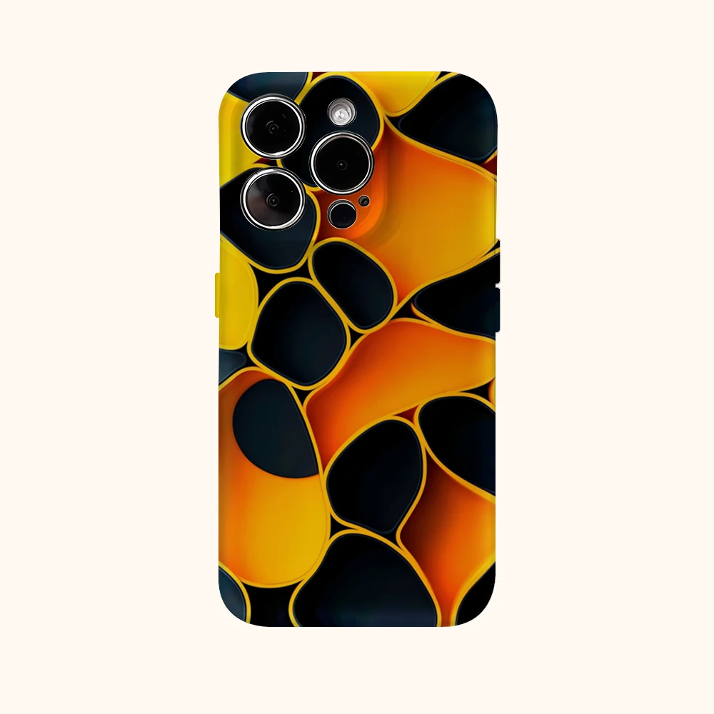 حافظة هاتف بأشكال هندسية برتقالية لهاتف آيفون 17AIR 16E 16 15 14 13 12 11 17 Pro Max Plus غطاء خلفي مزدوج الطبقة #2