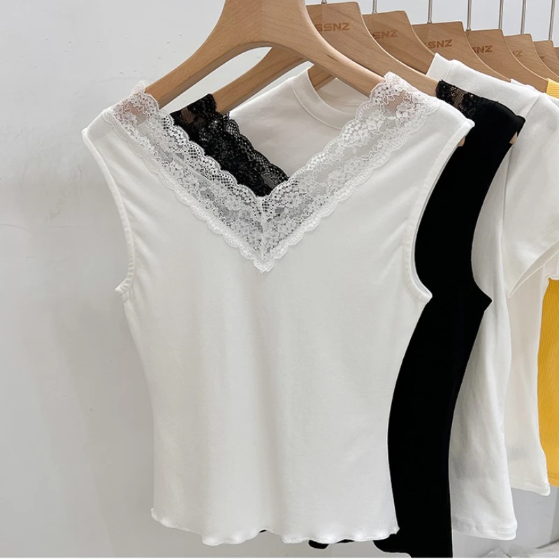 

Летний укороченный топ без рукавов с v-образным вырезом на открытом воздухе, женский однотонный повседневный топ на бретелях, облегающий базовый слой жилета