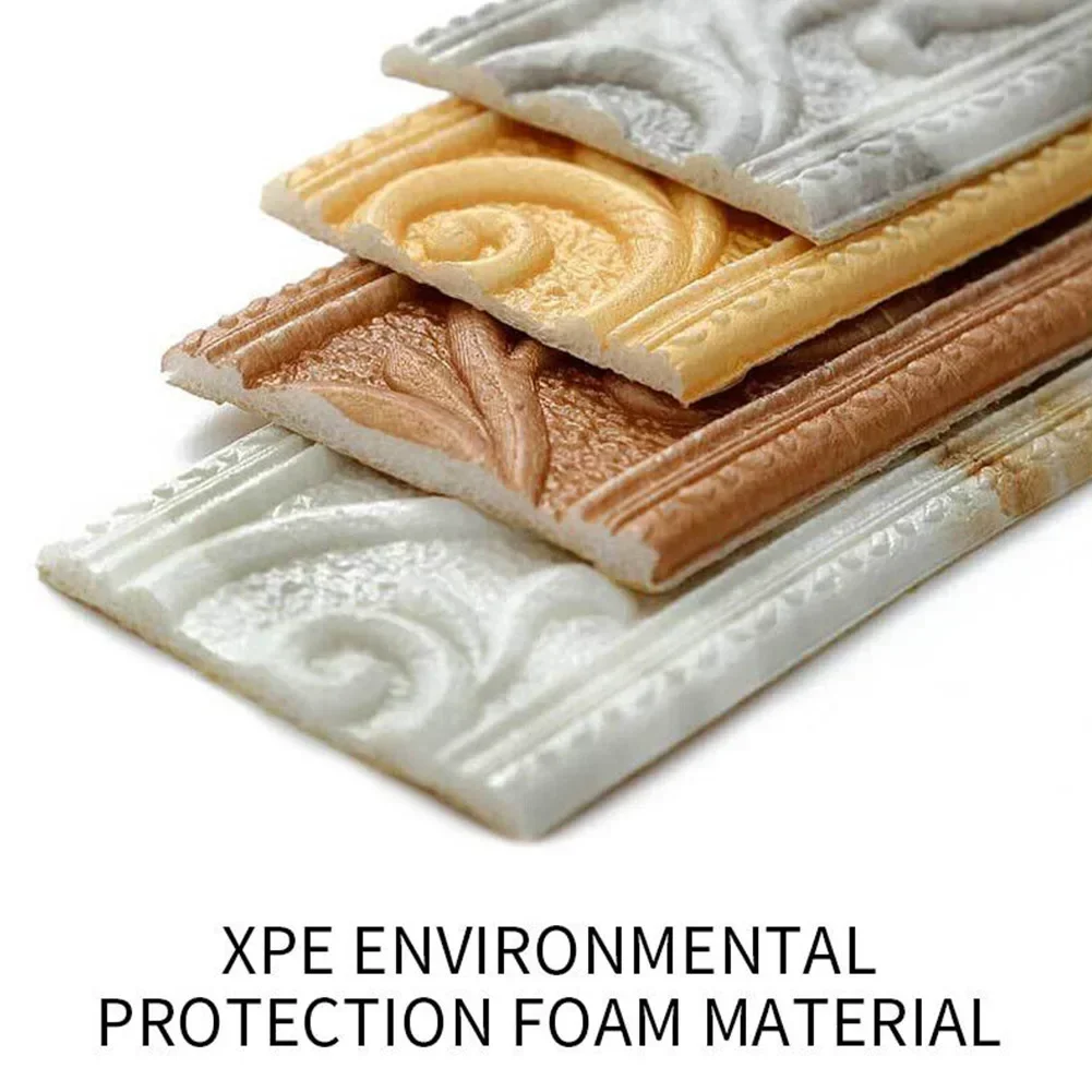 3D Wall Trim Line Skirting Sticker Self-Adhesive Vinyl Wall Trim Sticker 230*5*0.4cm Household Waterproof Baseboard Wall-paper