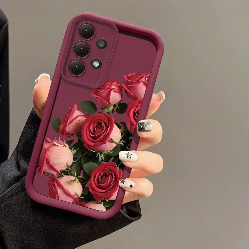 Red Rose Flowers Silicone Phone Case For Samsung Galaxy A23 A22 A21S A14 A13 A12 A11 A50 A30 A20S A10S A05 A04E A03S Soft Cover