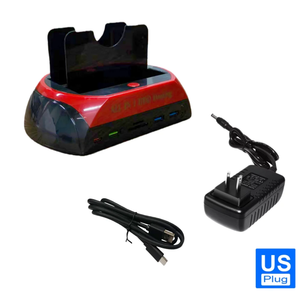 올인원 HDD/SSD 도킹 스테이션 2.5/3.5인치 SATA/IDE 오프라인 복제 기능 USB 3.0 허브 SD/TF 카드 리더기 PD/QC 고속 충전