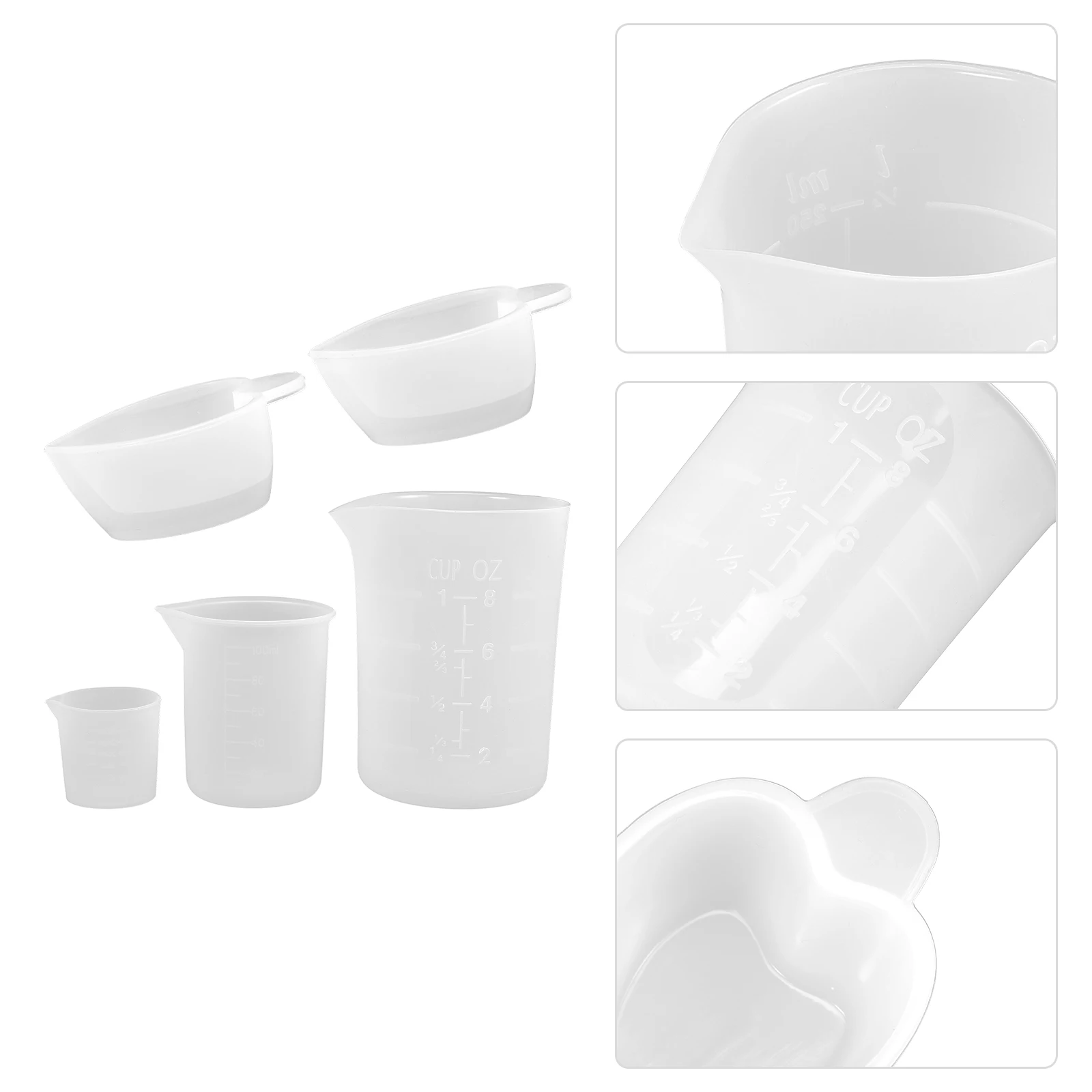 

5 Pcs Silicone Measuring Cup Ingredient Cups Mixing Epoxy Resin Beaker Professional for Silica Gel Lightweight