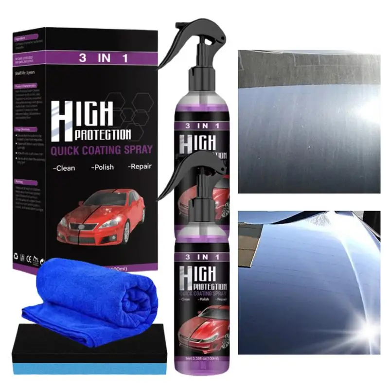 

Car Coating Spray Refurbisher High Protection 3 In 1 Car Coating Spray Waterless Wash & Wax Hydrophobic Top Coat Polish Polymer