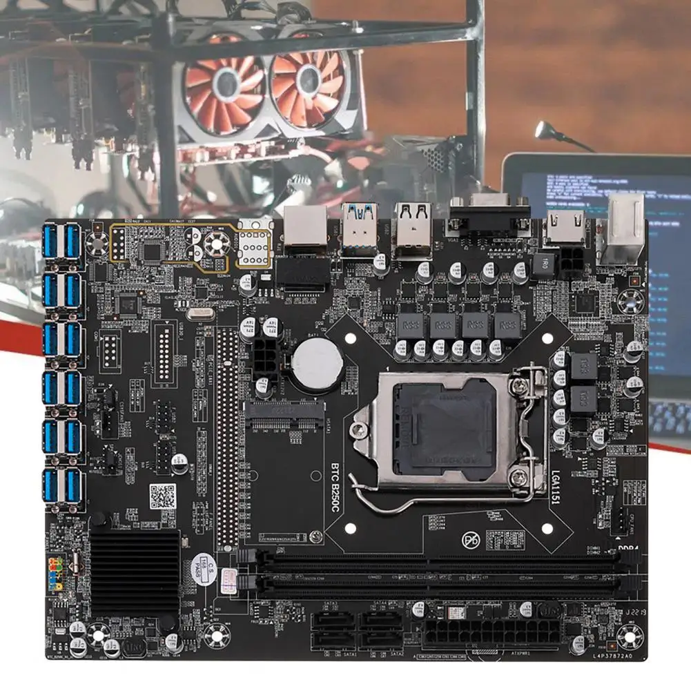 -compatible Hd Display Interface High Performance B250c Btc Motherboard for Lga1151 Gen6/7 with 12 Picex1 Usb for Quick