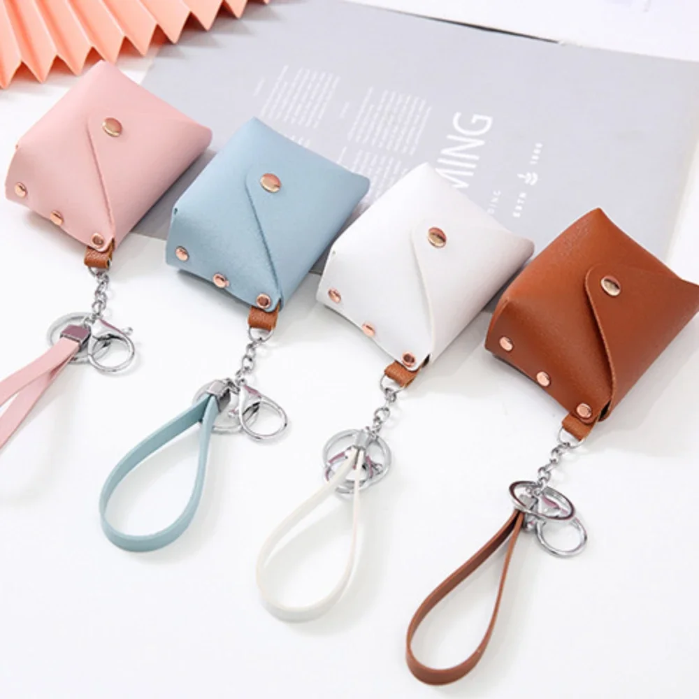 Ins Creative Keychain Coin Bag PU Leather Coin Purse Hand Strap Cute Wallet for Girls Mini Purse Cute Purse Kawaii Bag Pendant