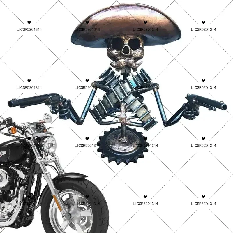 Car Hood Ornaments Skull Dashboard Decoration Durable Metal Skeleton Statue Handmade Cast Cowboy Skull Automobile Accessories