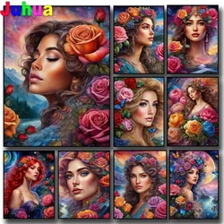 Goddess Flowers Landscape Diamond Painting New 2025 DIY Embroidery Full Diamond Mosaic Woman Needlework Cross Stitch Home Decor